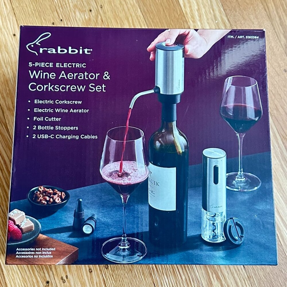 NEW Rabbit Electric Wine Tool Set - 5-Piece Wine Accessory Collection
